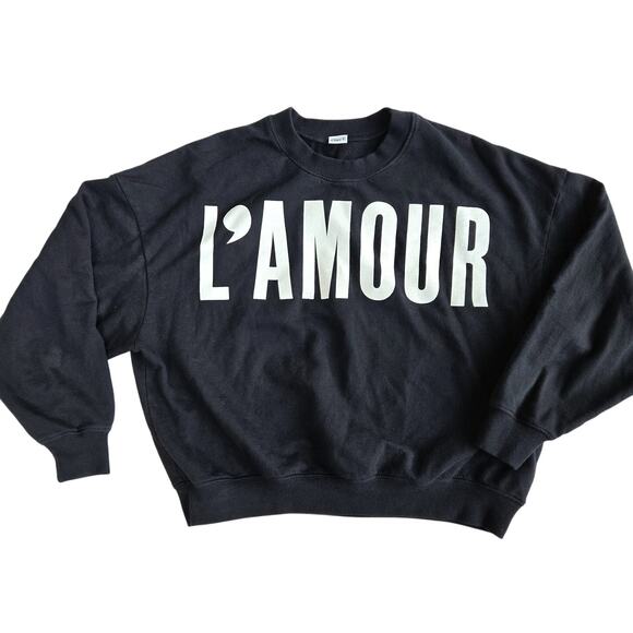 Clare Vivier L'Amour Le Drop Sweatshirt Black Top Clare V Womens Size Large - Picture 2 of 13